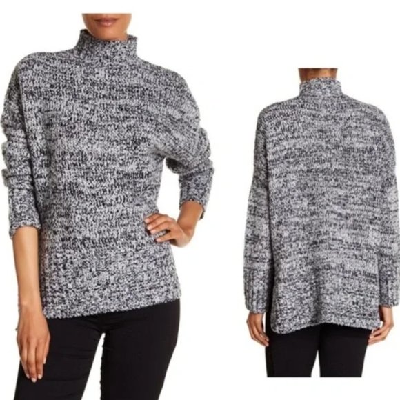 Alice + Olivia Lizzy Chunky Turtleneck Knit Sweater XS Black White Cashmere Wool - Picture 6 of 6